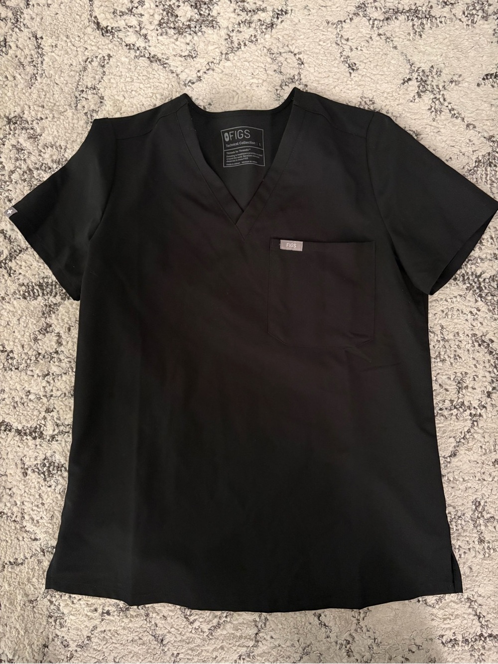 FIGS womens Black V-Neck Scrub Top